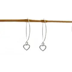 JOYAS MYTOKE - Aros Corazon Gancho Oval Plata Fina 925 Mujer
