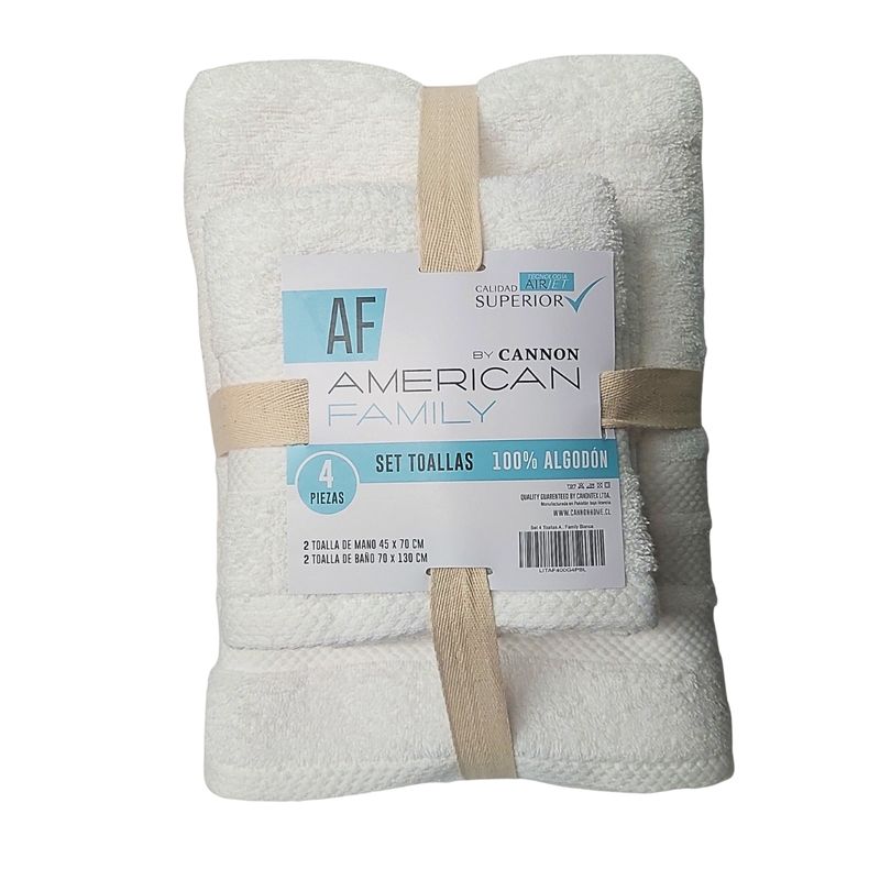 CANNON - Set De Toalla Baño + Mano 4 Piezas De 400g Af By Cannon Blanco
