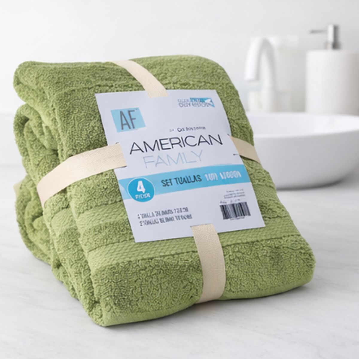 CANNON - Set De Toalla Baño + Mano 4 Piezas De 400g Af By Cannon Olivo