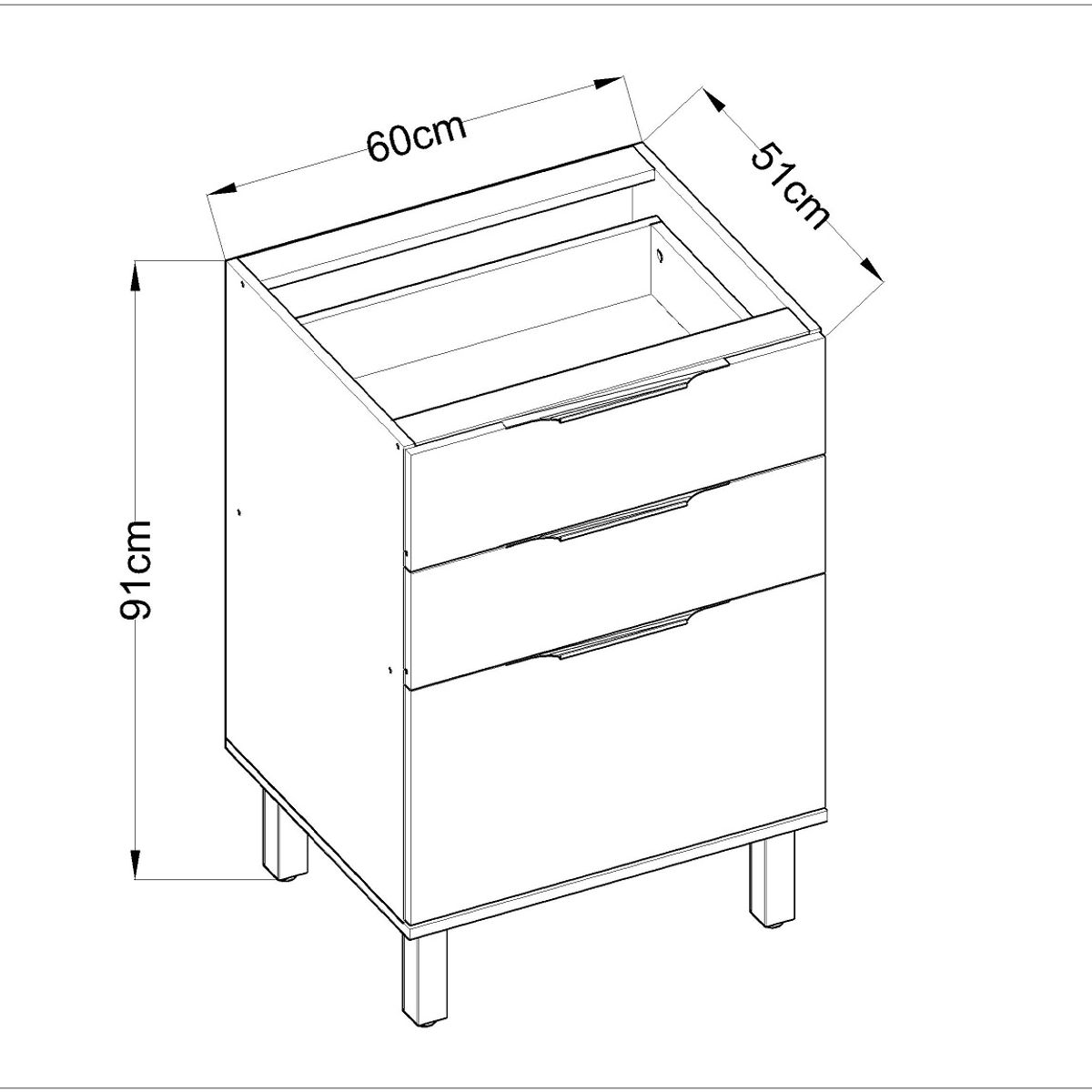 DF HOME - Mueble Base 3 cajones 1604 Itapua