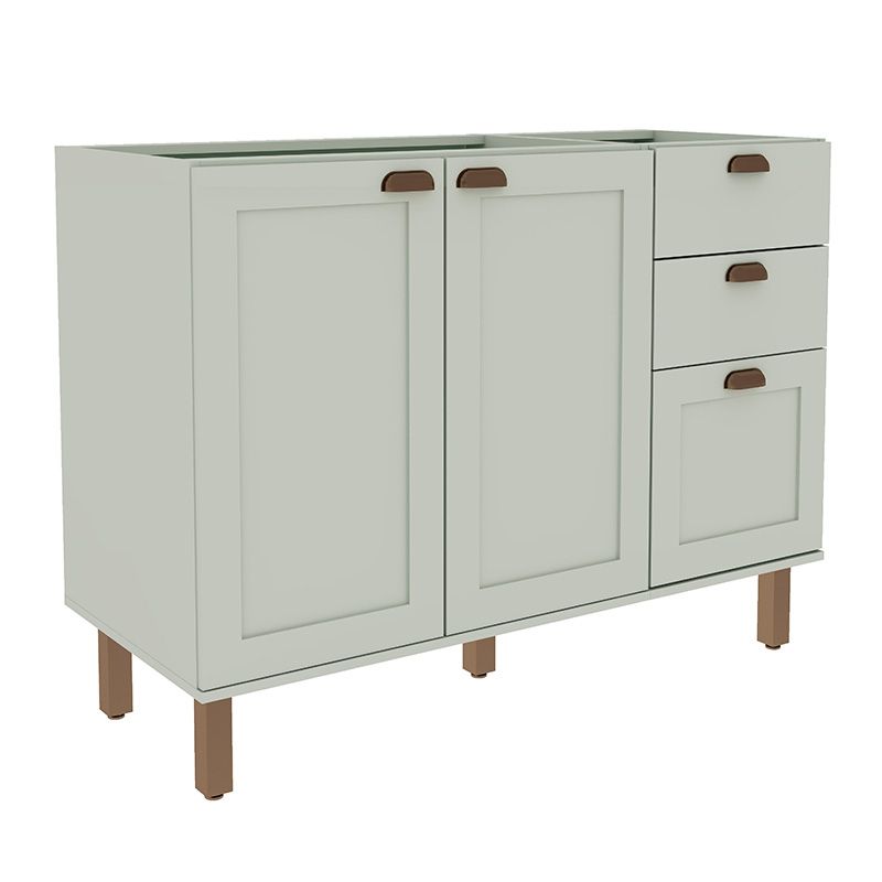 DF HOME - Mueble base 1200 Verde Menta 2 puertas 3 cajones Studio 1532