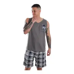 MEDIA LUNA - Pijama Hombre Polera Sin Mangas y Short Diseño Estampado Cupid