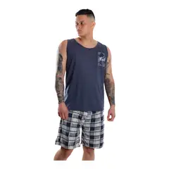 MEDIA LUNA - Pijama Hombre Polera Sin Mangas y Short Diseño Estampado Cupid