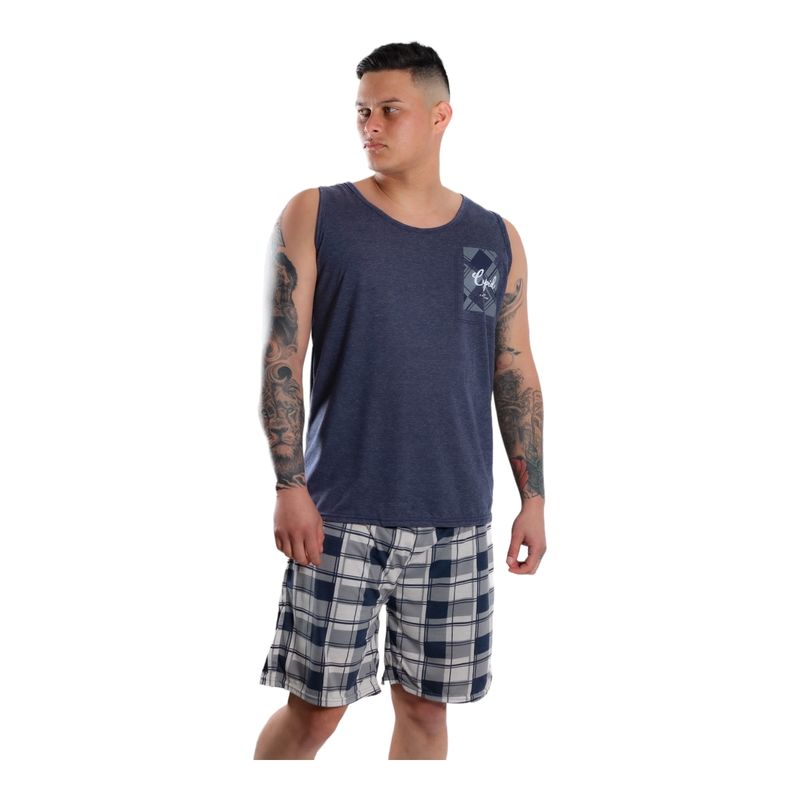 MEDIA LUNA - Pijama Hombre Polera Sin Mangas y Short Diseño Estampado Cupid