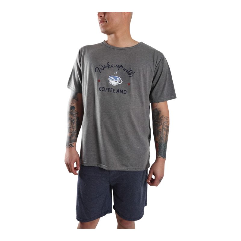 MEDIA LUNA - Pijama Hombre Polera Sin Mangas y Short Diseño Wake up