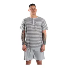 MEDIA LUNA - Pijama Hombre Polera Manga Corta Y Short Diseño Rayas