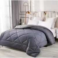 Plumon Nordico de Algodon Reversible 1 plaza Gris y Azul Marino