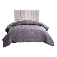 Plumon microfibra Reversible Color Gris y Azul Marino 1 Plaza