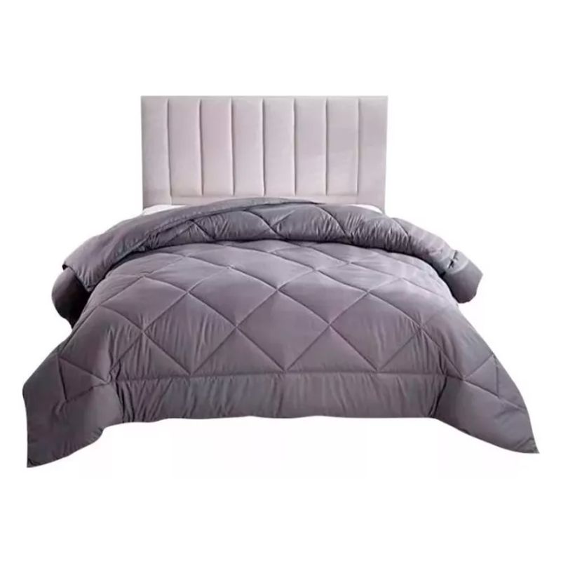 GENERICO - Plumon microfibra Reversible Color Gris y Azul Marino 1 Plaza