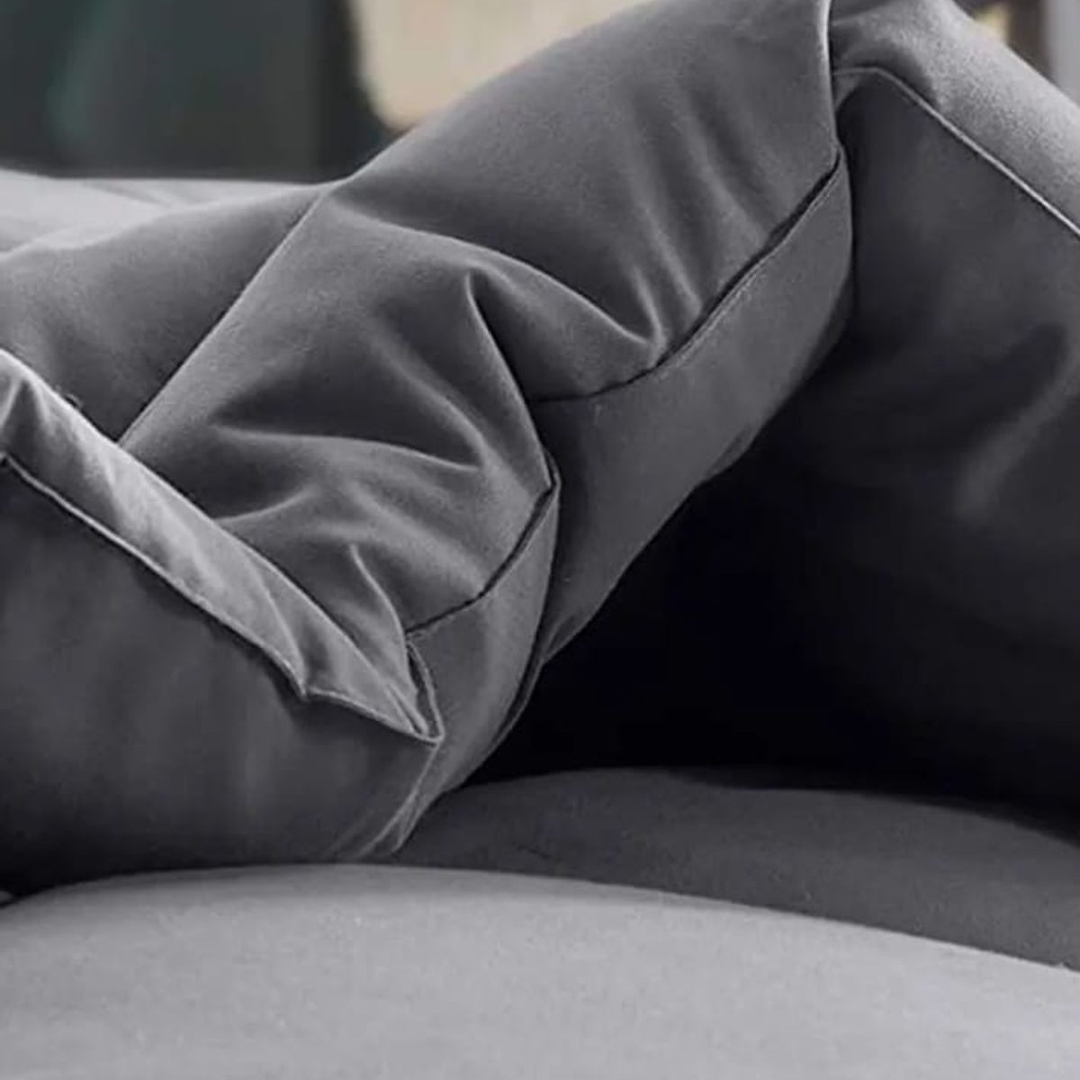 GENERICO - Edredon Plumon nordico suave 1 plaza Reversible Gris y Azul marino