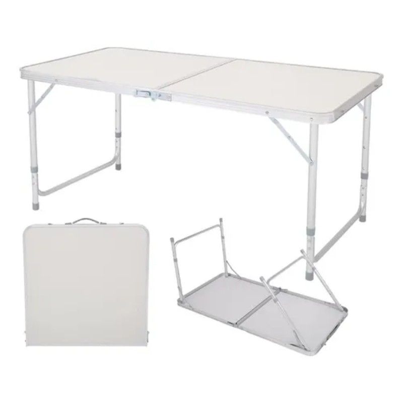 GENERICO - Mesa Plegable Blanca Oferta Portatil Camping 120x60cm