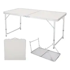 GENERICO - Mesa Plegable Blanca Oferta Portatil Camping 120x60cm