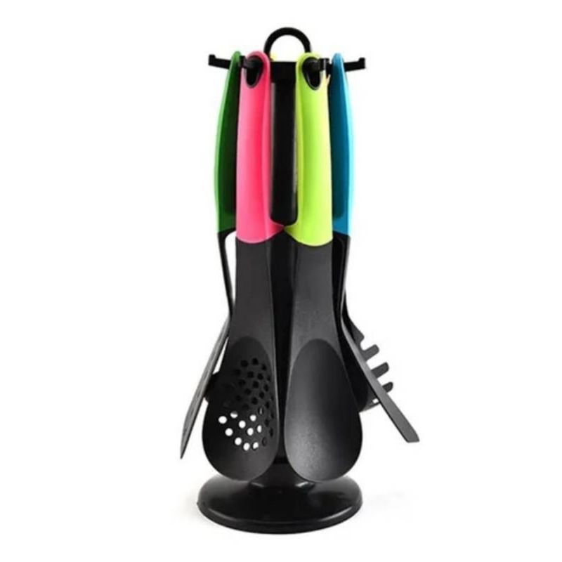 GENERICO - Set 6 Utensilios De Cocina Antiadherentes Mango De Silicona Multicolor
