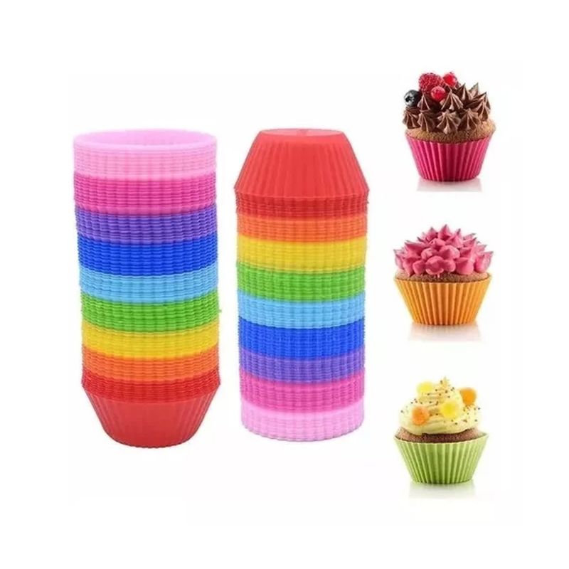 GENERICO - 12 Moldes Para Cupcakes Magdalenas Muffins Silicona Hornear