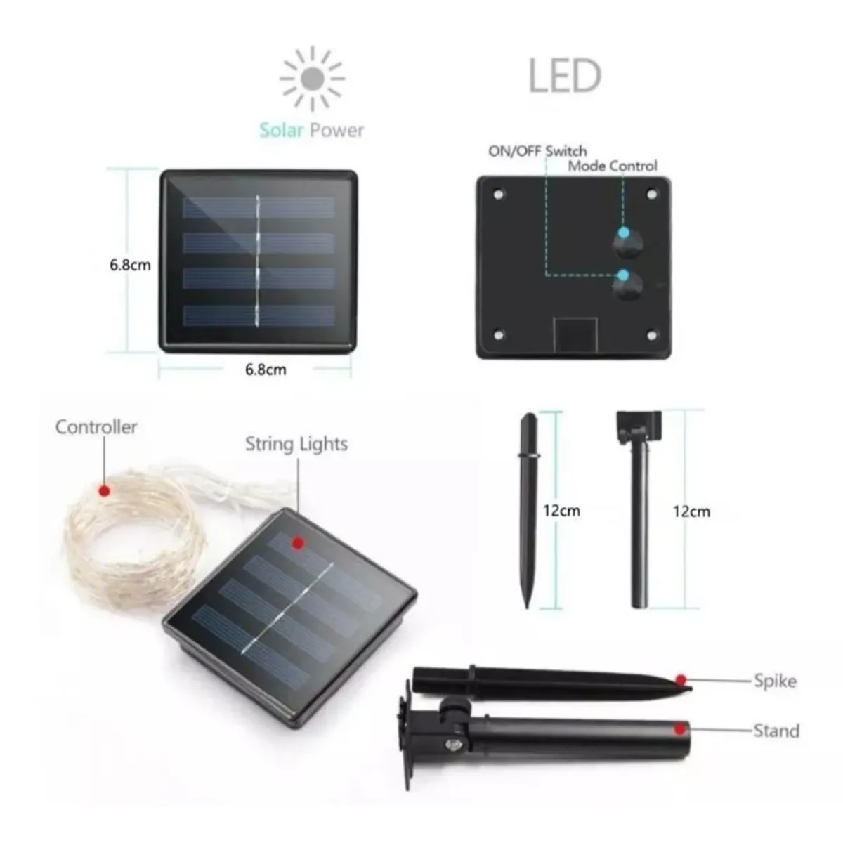 GENERICO - Luces 200 led 20m  hadas solares para jardien exterior