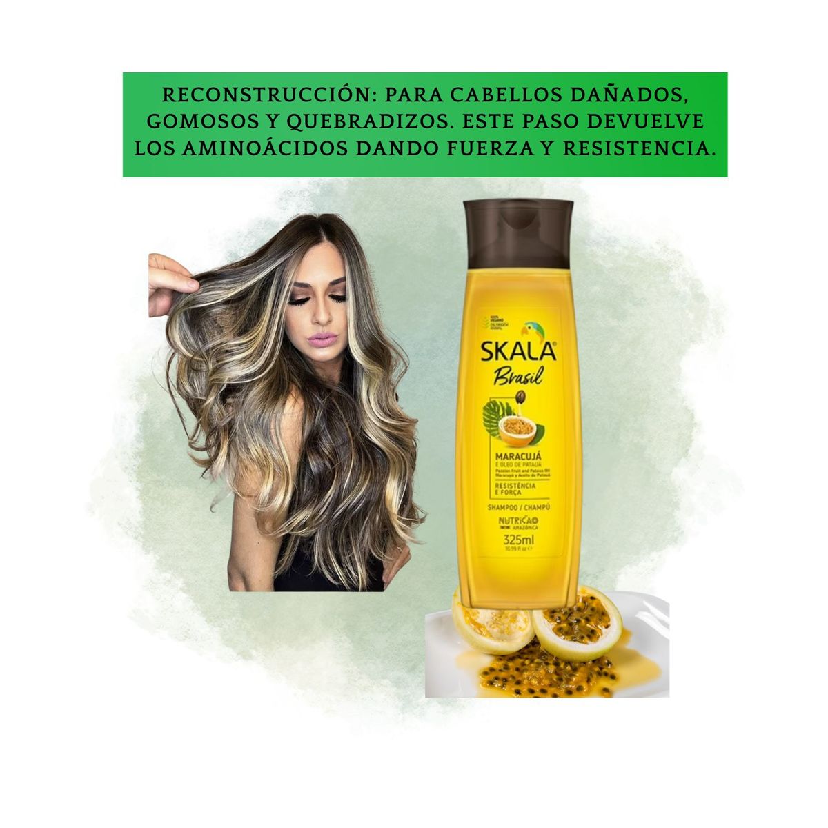 SKALA - Shampoo Skala Maracuya y Aceite de Patua  325ml Crecimiento y Fuerza