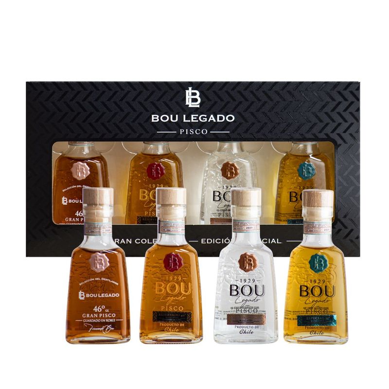 BOU - Colección 4 Miniaturas Pisco Bou Ganador Mejor del Mundo