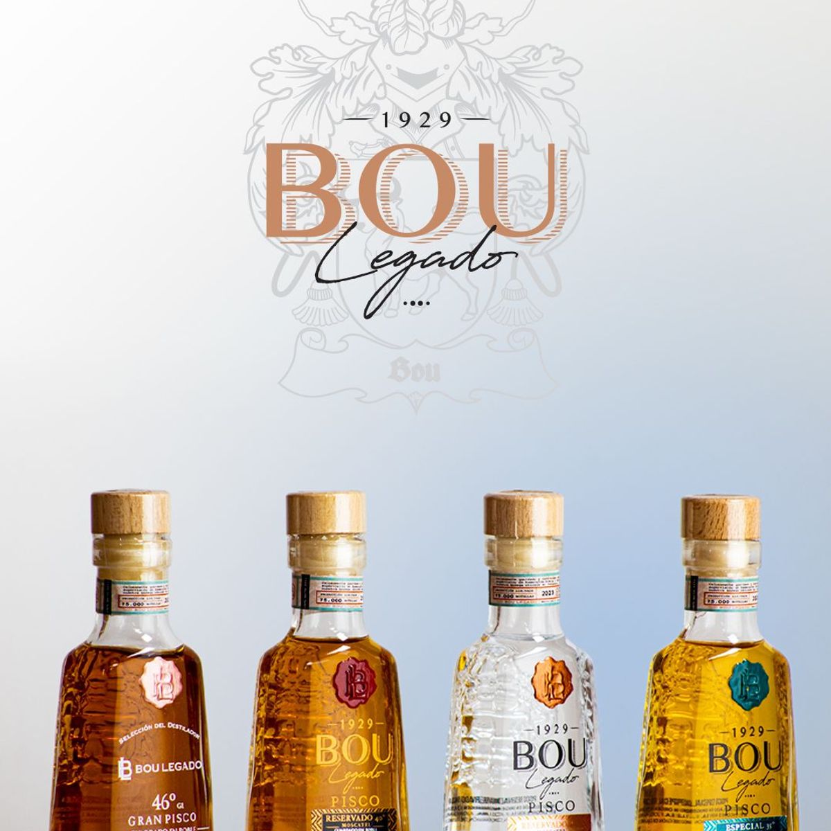 BOU - Colección 4 Miniaturas Pisco Bou Legado Ganador Mejor del Mundo