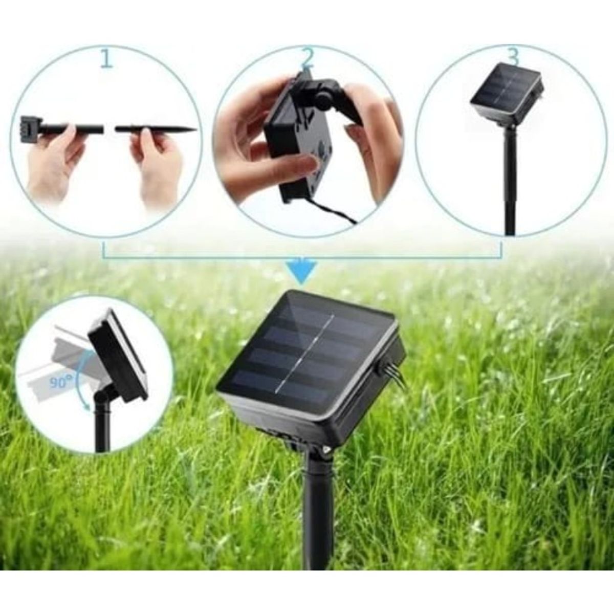 GENERICO - PACK X2 Luces 100 led 10m  hadas solares multicolor para exterior