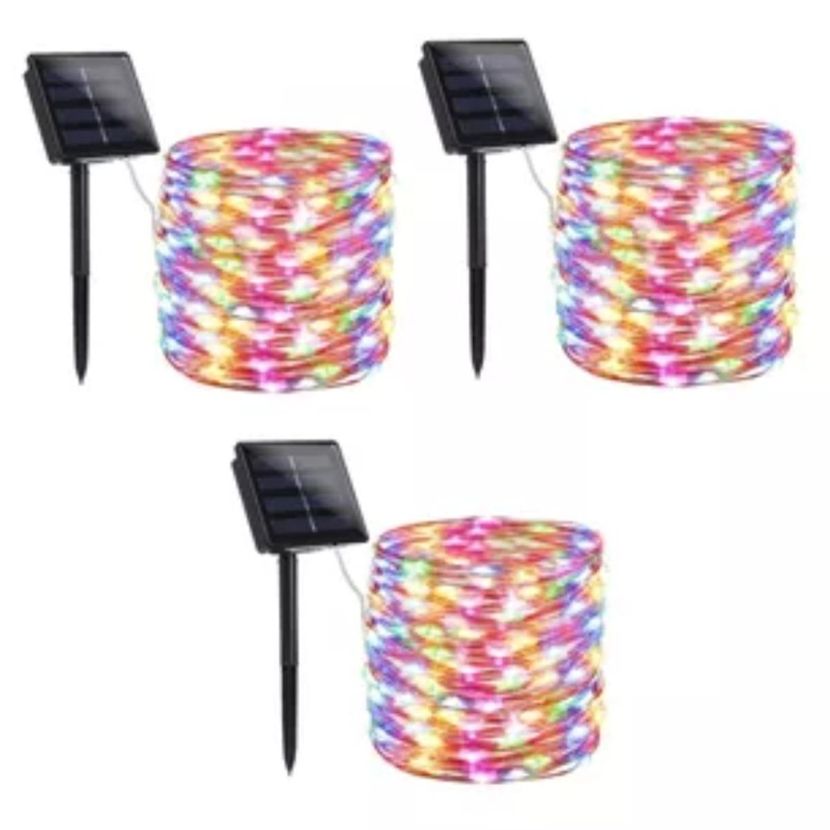 GENERICO - PACK X3 Luces 100 led 10m  hadas multicor solares para exterior