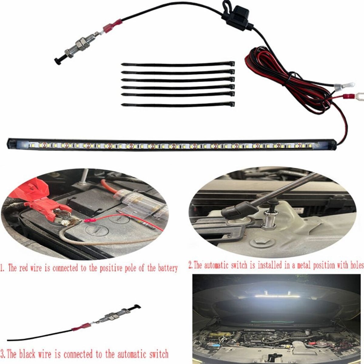 GENERICO - Kit Cinta Tira Led Blanca Para Debajo Del Capó Universal