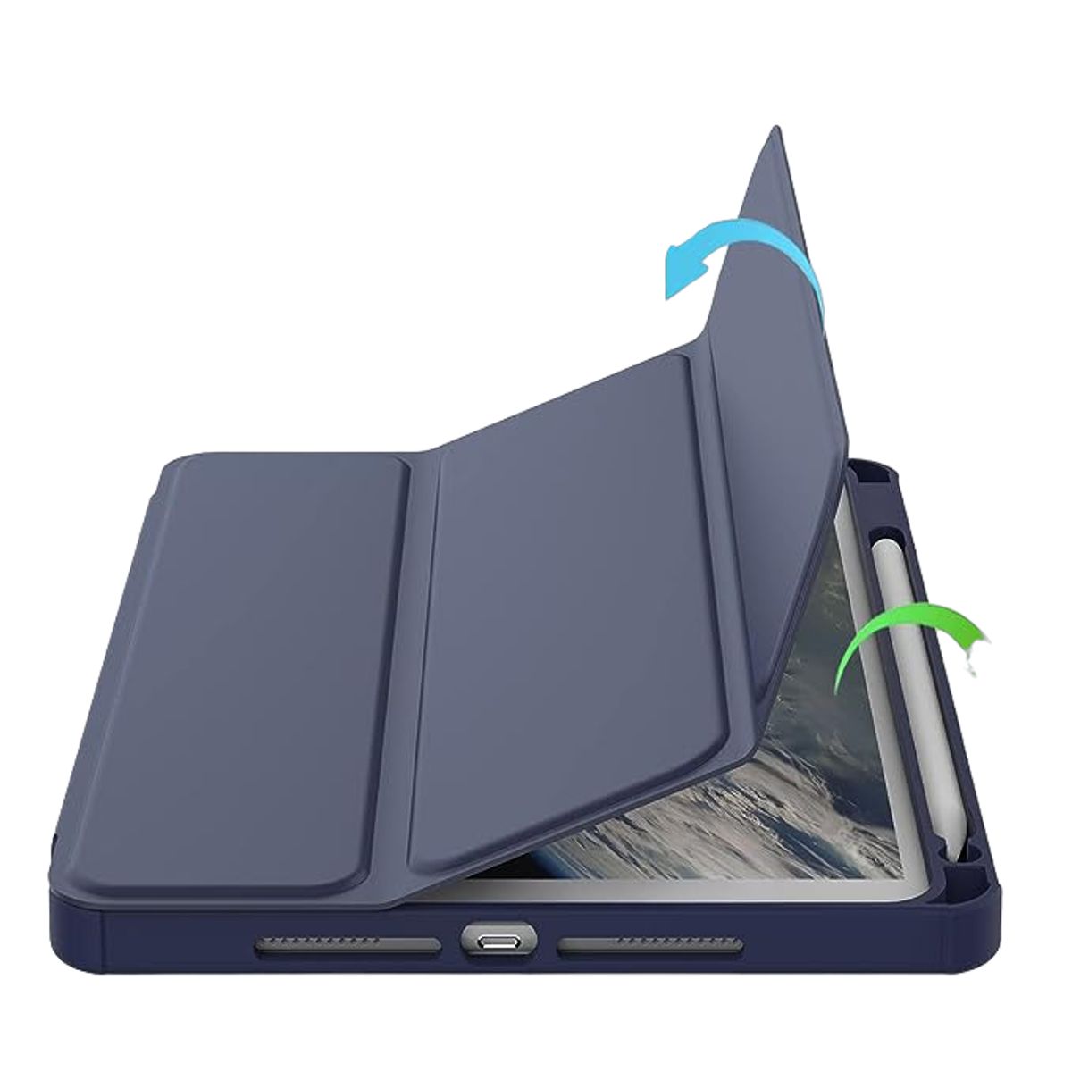 GENERICO - Carcasa Para iPad 10.9 10th Gen con ranura lapiz / Transparente AzulOs