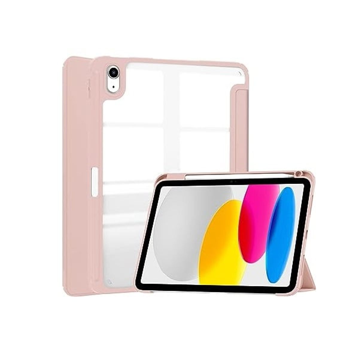 GENERICO - Carcasa Para iPad 10.9 10th Gen con ranura lapiz / Transparente Rosa