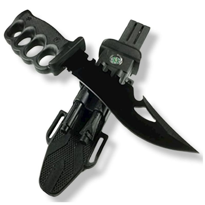 INVENCIBLE - CUCHILLO SUPER BLACK CON PEDERNA  FUNDA AG54