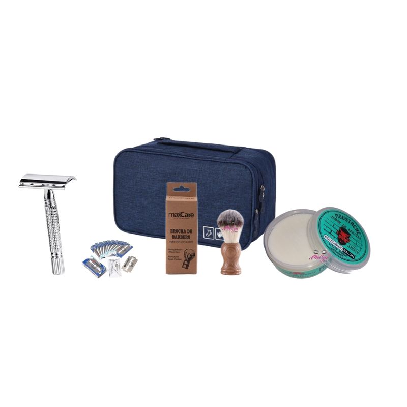 GENERICO - Kit Navaja Rasuradora Jabón Afeitar Hisopo Barbería