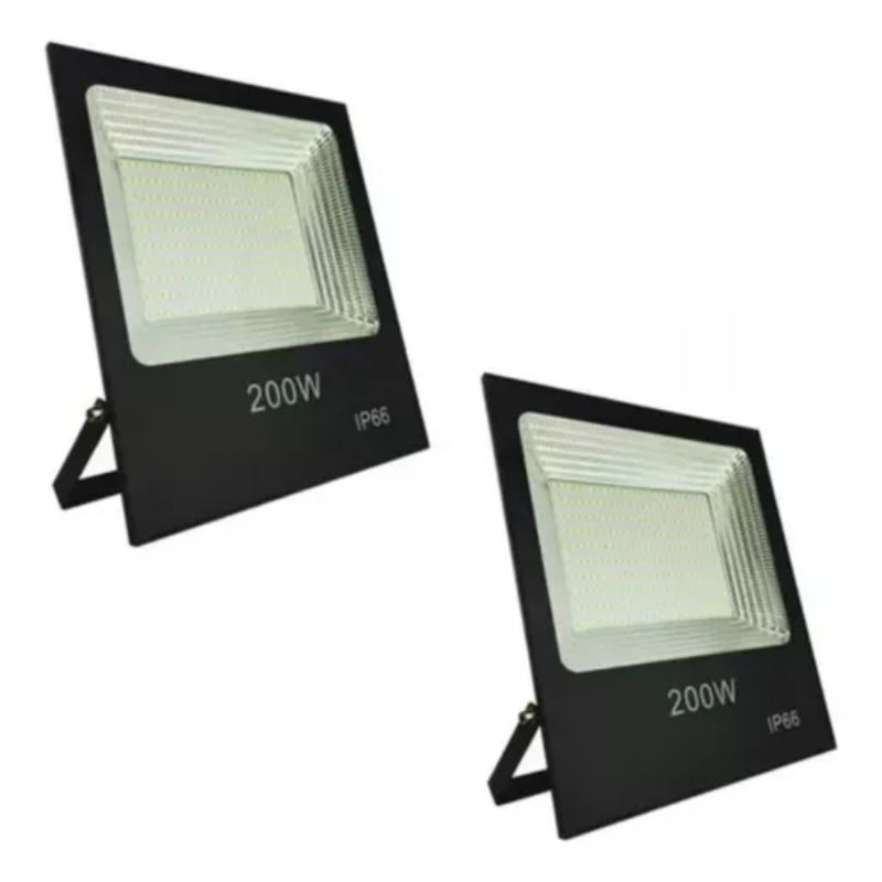 GENERICO - Pack X2 Focos 200w Reflector Led Luz Exterior Canchas Ip66