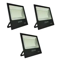 GENERICO - Pack X3 Focos 200w Reflector Led Luz Exterior Canchas Ip66