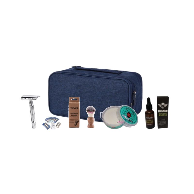 GENERICO - Kit o Pack Navaja Clasica Hisopo Jabón Afeitar Aceite Barba Barbero