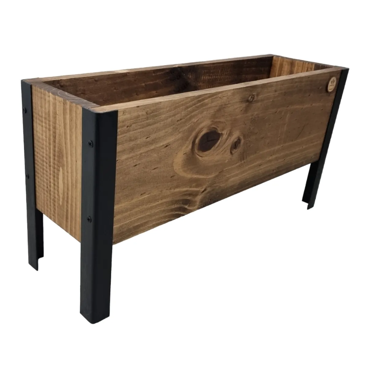 GENERICO - MACETERO JARDINERA DE MADERA CON PATAS DE FIERRO 60CM