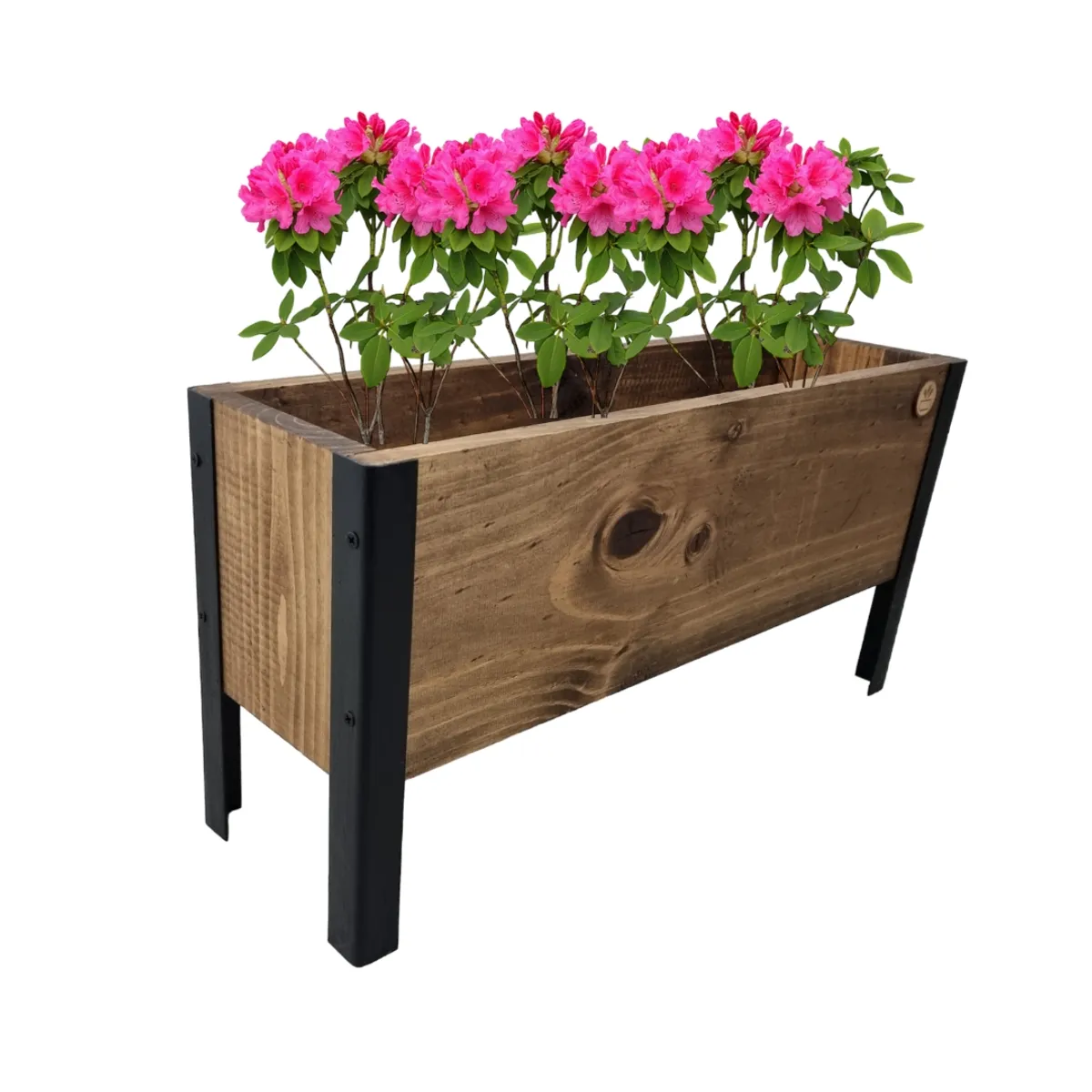 GENERICO - MACETERO JARDINERA DE MADERA CON PATAS DE FIERRO 60CM