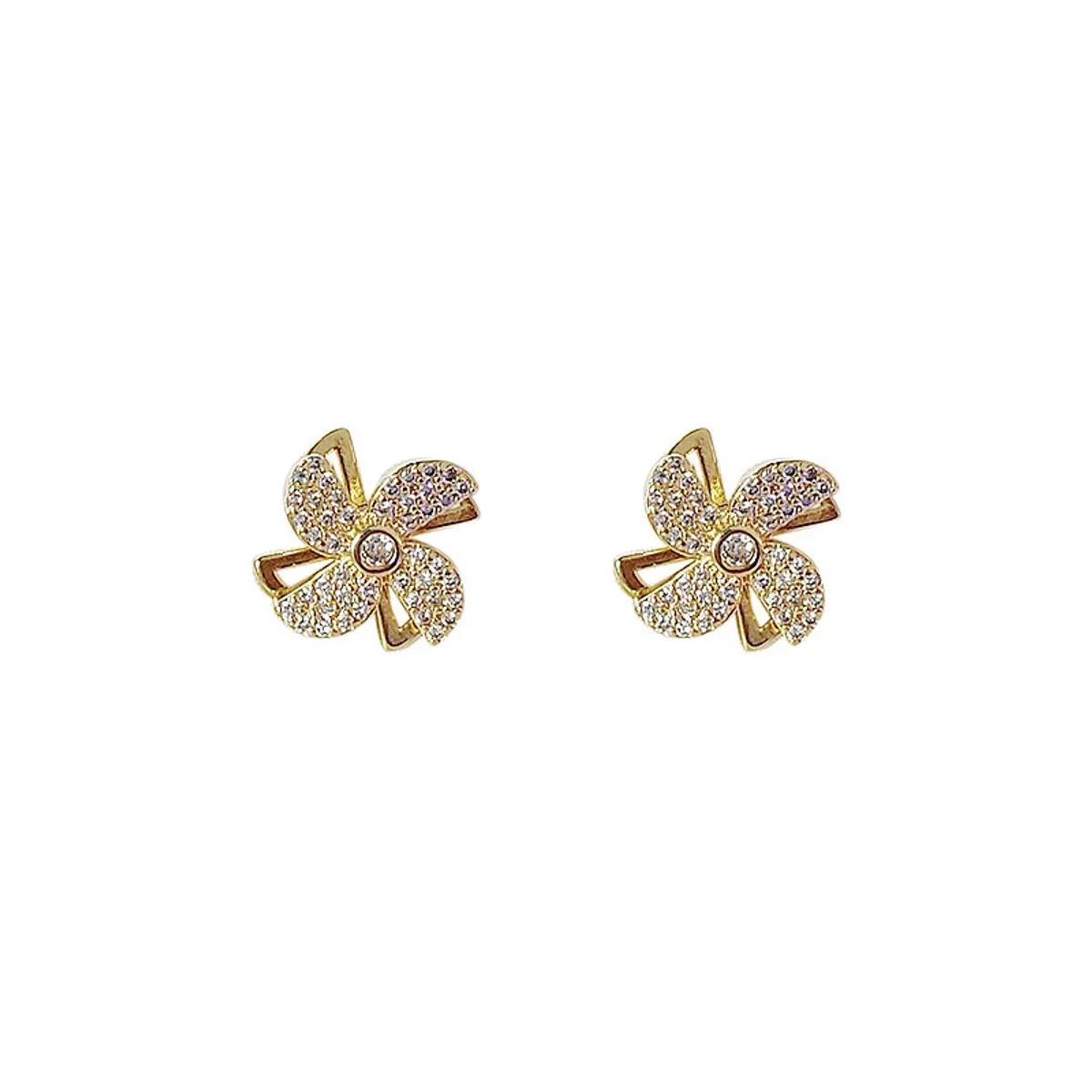 ZG JOYAS - Aros Molino Viento Giratorio Aguja Plata S925 En Oro 14k
