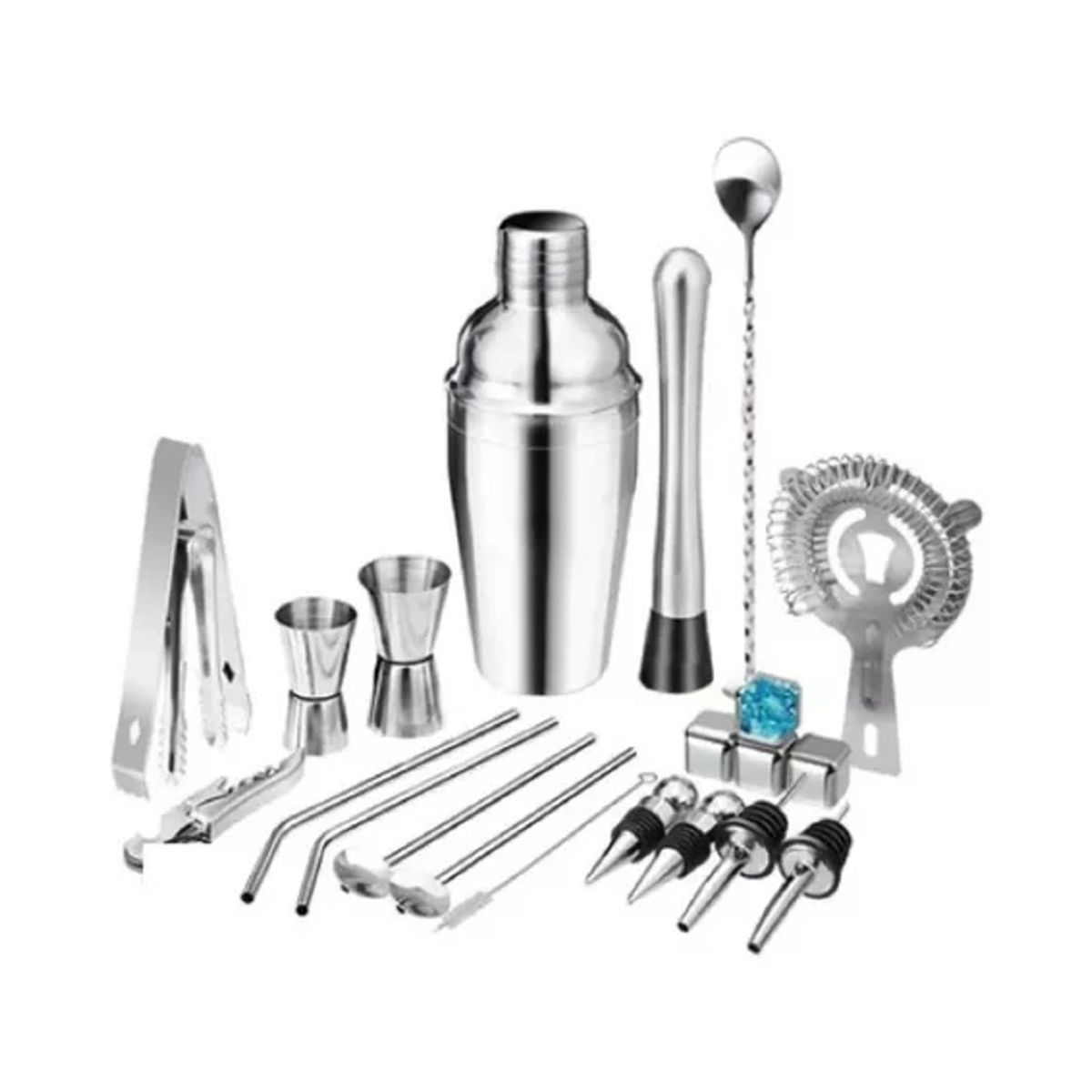 GENERICO - Set Coctelería Profesional Coctelera Barman Bartender 24 Pzs