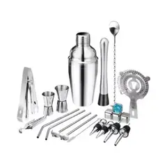 GENERICO - Set Coctelería Profesional Coctelera Barman Bartender 24 Pzs