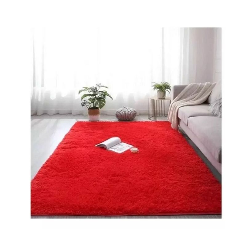 GENERICO - Alfombra 120×170cm Peluda Living Hogar Rojo