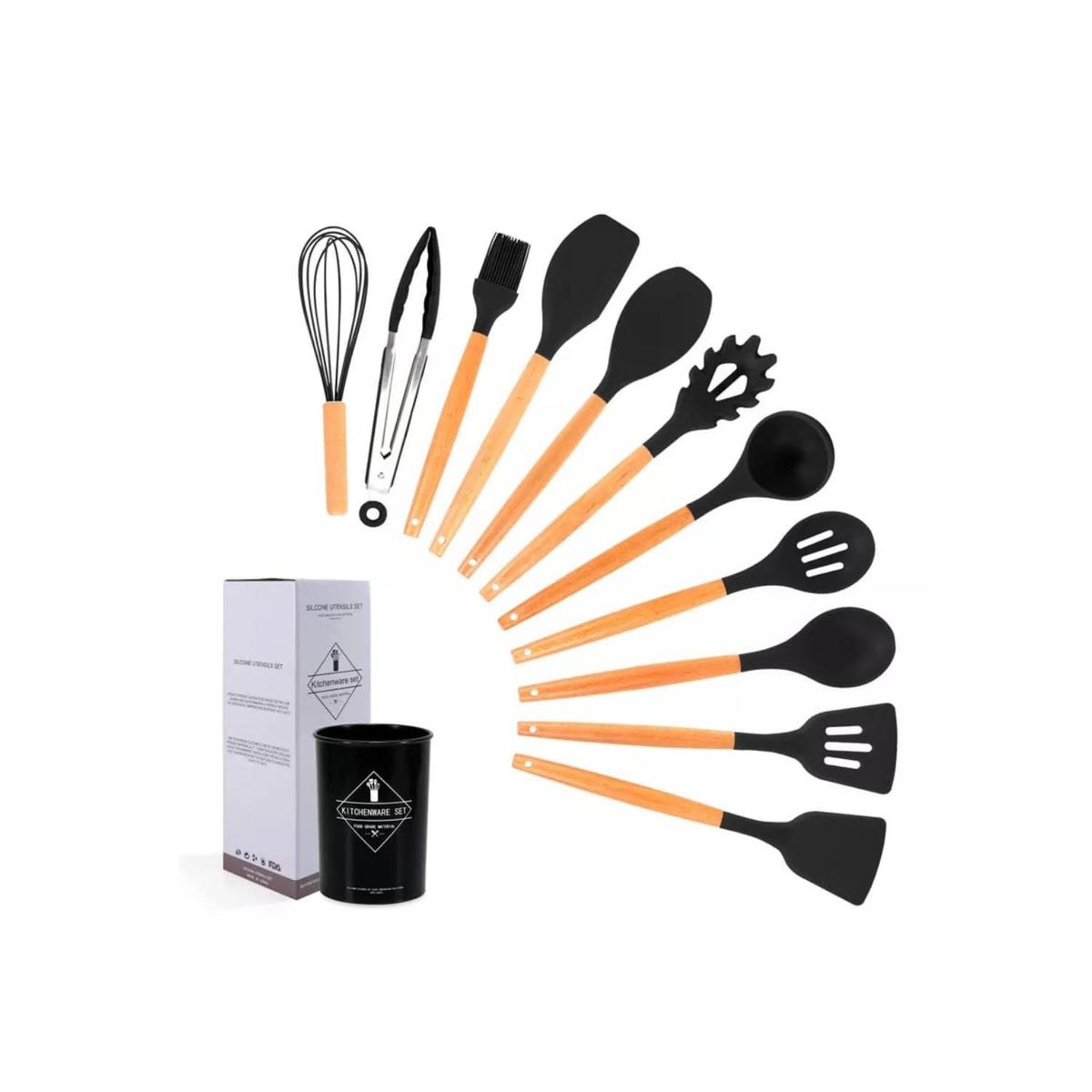 GENERICO - Juegos utensilios silicona para cocina 10 piezas negro