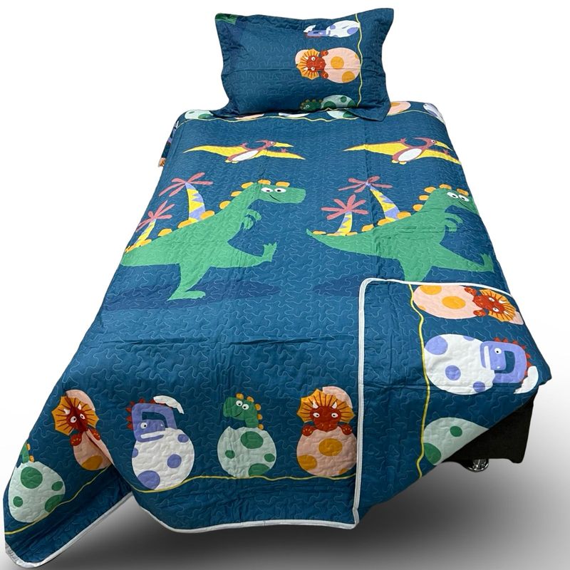 GENERICO - Cubrecama Quilt De Verano 1.5 Plaza DINOSAURIO PARA NIÑO
