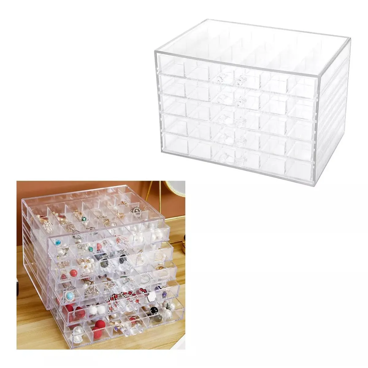 KUANGYE - Caja De Almacenamiento De Aretes De Acrílico Para Joyas