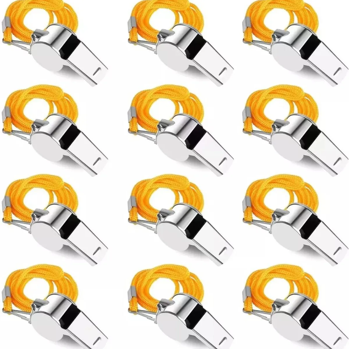 KUANGYE - 12 Silbato Metálico Con Cuerda Pito Deporte, Juegos Protesta