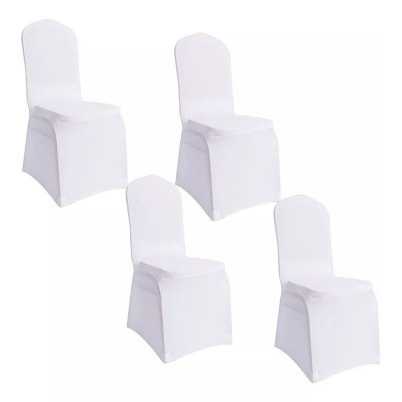 NOVAHUS - 4 Unidades !! Funda Sillas Spandex Para Evento Blanco