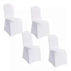 NOVAHUS - 4 Unidades !! Funda Sillas Spandex Para Evento Blanco