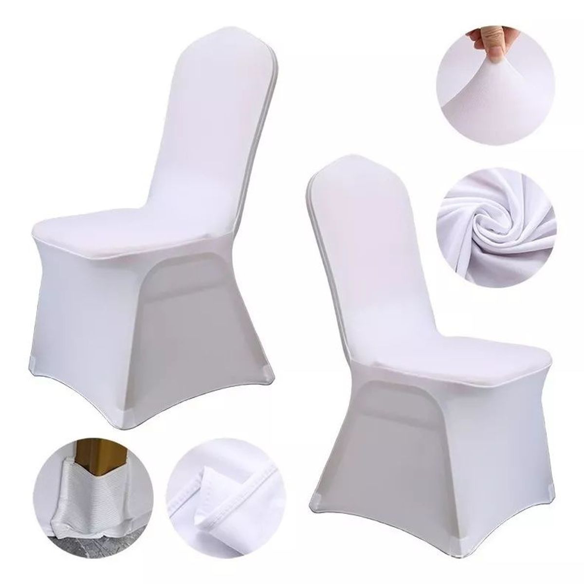 NOVAHUS - 4 Unidades !! Funda Sillas Spandex Para Evento Blanco