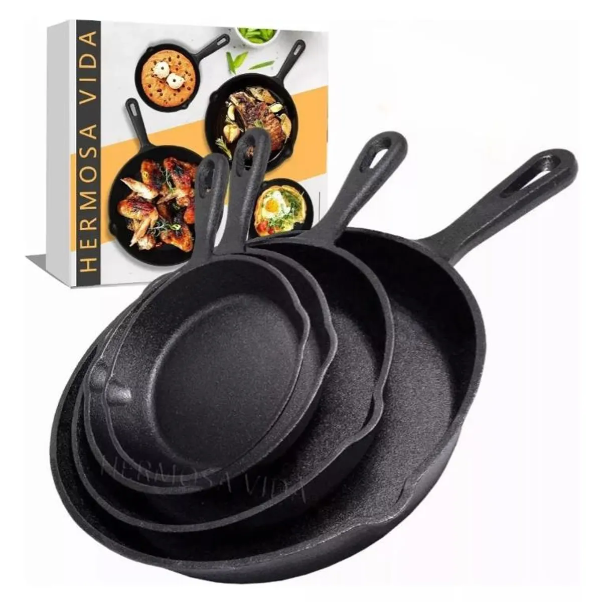 TNAKIEX - 4pcs Sartenes De Hierro Fundido Skillet Set De Sartenes