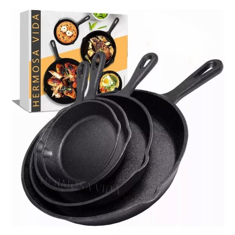 TNAKIEX - 4pcs Sartenes De Hierro Fundido Skillet Set De Sartenes