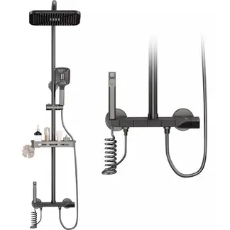 AIZO - Gris Columna Ducha Gris Pistola Con Llave De Piano