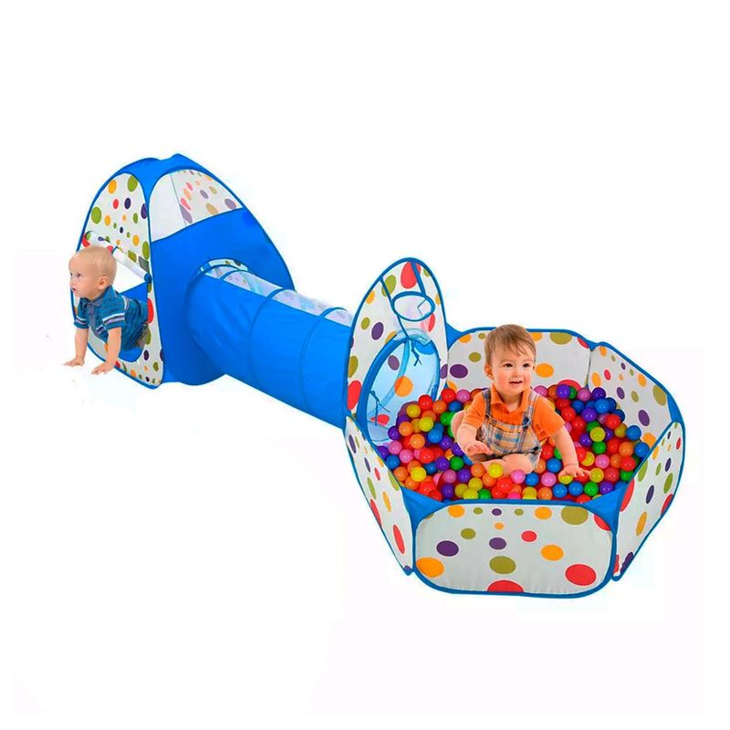 GLOBAL LATIN GROUP - Carpa Piscina Castillo TúnelPara Niños 3 En 1 - Azul