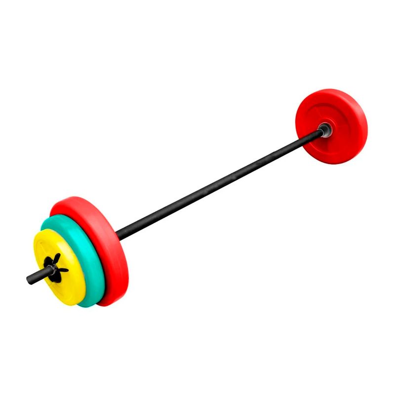 ATLETIS - Set Pesas 20 Kg Barra 1.2 M + Discos De Colores